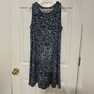 Loft blue paisley tank style midi dress.